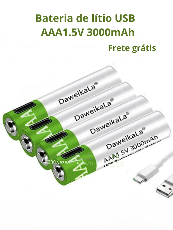 Pilhas EnergiaSmart USB - Recarregável