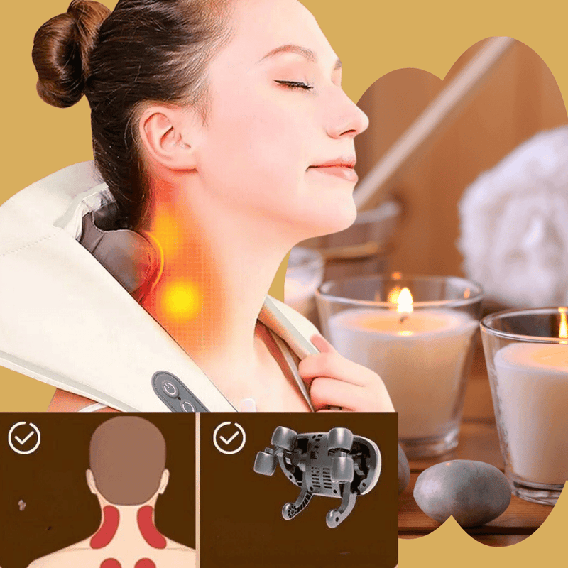 Massageador sem fio pescoço e ombro - Massagem e Relaxamento Shiatsu - CLICK EU QUERO